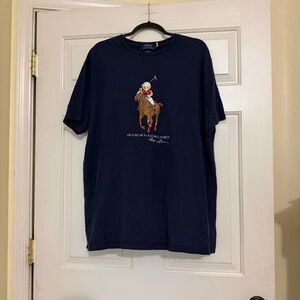 Polo Ralph Lauren Navy Blue Bear & Big Pony Jersey T-Shirt Tee Size XL